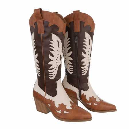 Bottes hautes western MISS CAMELIA BI COLOR CAMEL CHOCO