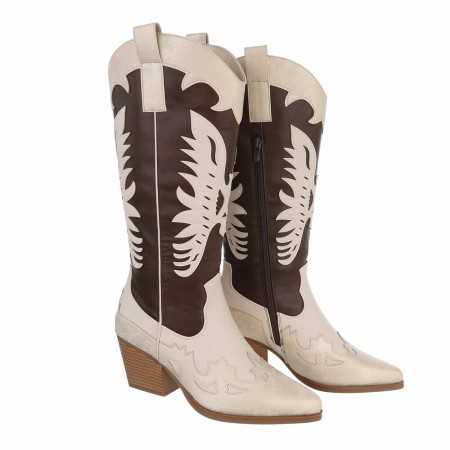 Bottes hautes western MISS CAMELIA BI COLOR BEIGE CHOCO