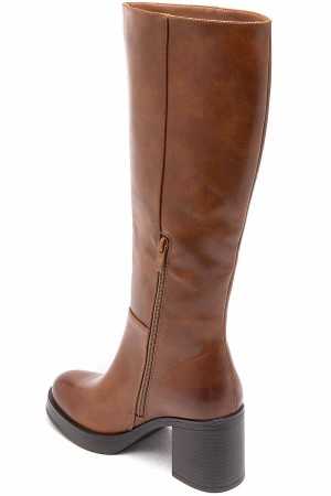 CHAUSSURES FEMME BOTTES MI HAUTES TALON CARRE MISS CARAMEL