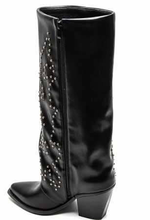 CHAUSSURES FEMME BOTTES HAUTES NOIR CLOUTEE MISS COVA