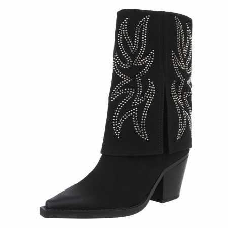 CHAUSSURES FEMME BOTTES WESTERN STRASS MISS LILY NOIR