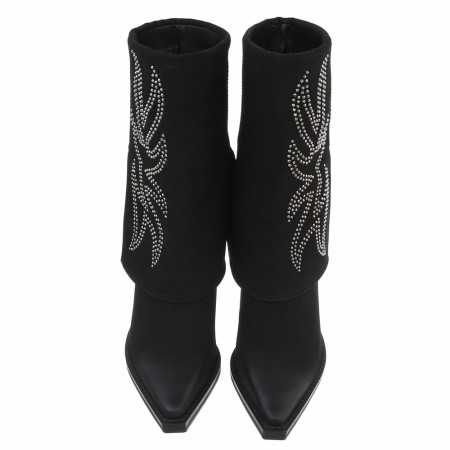 CHAUSSURES FEMME BOTTES WESTERN STRASS MISS LILY NOIR