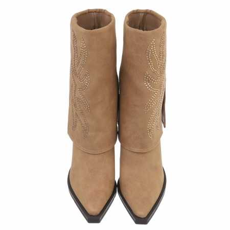 CHAUSSURES FEMME BOTTES WESTERN STRASS MISS LILY CAMEL