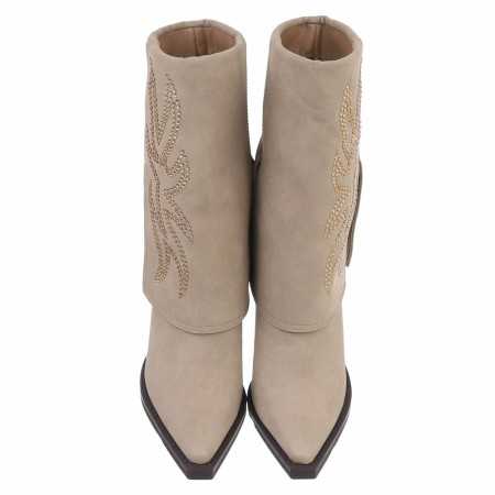 CHAUSSURES FEMME BOTTES WESTERN STRASS MISS LILY BEIGE