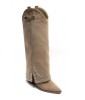 BOTTES HAUTES WESTERN CLOUTEE MISS KASSY beige