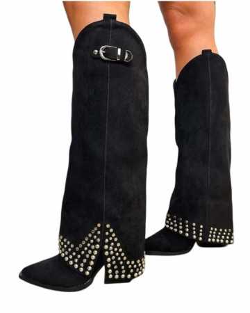 BOTTES HAUTES WESTERN CLOUTEE MISS KASSY noir