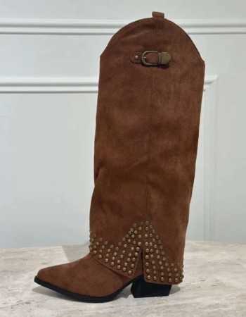 BOTTES HAUTES WESTERN CLOUTEE MISS KASSY CAMEL