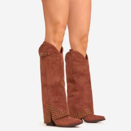 BOTTES HAUTES WESTERN CLOUTEE MISS KASSY CAMEL