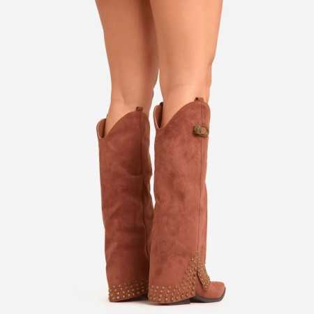 BOTTES HAUTES WESTERN CLOUTEE MISS KASSY CAMEL