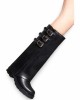 CHAUSSURES FEMME BOTTES HAUTES MULTI BOUCLES AUBRY NOIR