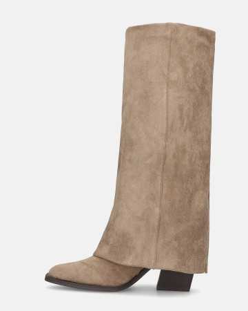 CHAUSSURES FEMME BOTTES HAUTES TALON CONFORT MISS DENISE BEIGE