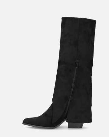 CHAUSSURES FEMME BOTTES HAUTES WESTERN SUEDINE BOUCLES MISS RAHEL