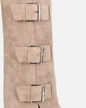 CHAUSSURES FEMME BOTTES HAUTES WESTERN SUEDINE BOUCLES MISS RAHEL BEIGE