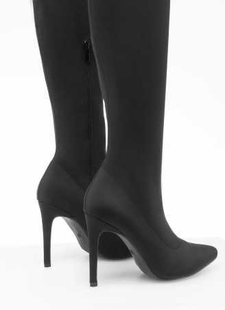 CHAUSSURES FEMME BOTTES CUISSARDES MISS SATINE NOIR TALON