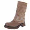 CHAUSSURES FEMME BOTTES BOTTINES STRASS SIMILI CUIR DAIM TAUPE BEIGE MISS CADY