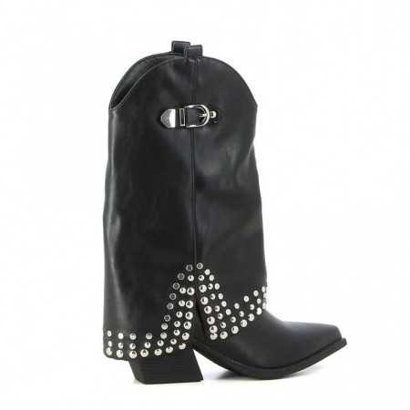 CHAUSSURES FEMME BOTTINES WESTERN NOIR MISS KCY CLOUS CLOUTEES STUDDED BOOTS