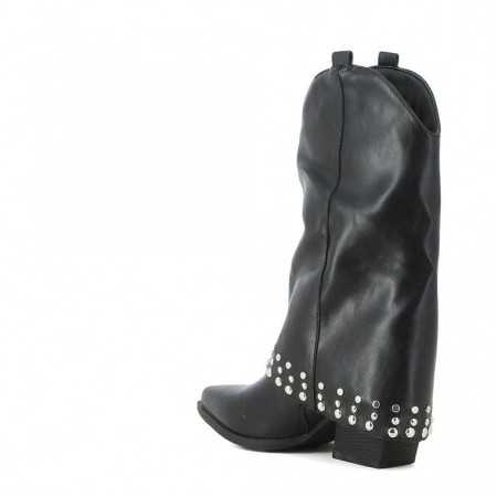 CHAUSSURES FEMME BOTTINES WESTERN NOIR MISS KCY CLOUS CLOUTEES STUDDED BOOTS