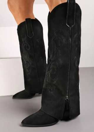 CHAUSSURES FEMME BOTTES WESTERN NOIR ZIP TALON MISS AUDRINA