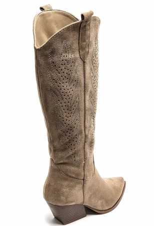 CHAUSSURES FEMME BOTTES HAUTES WESTERN TAUPE MISS KCY KIM KARDASHIAN SHOES