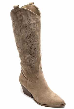 CHAUSSURES FEMME BOTTES HAUTES WESTERN TAUPE MISS KCY KIM KARDASHIAN SHOES