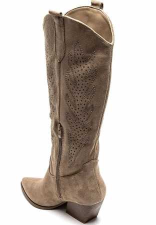 CHAUSSURES FEMME BOTTES HAUTES WESTERN TAUPE MISS KCY KIM KARDASHIAN SHOES