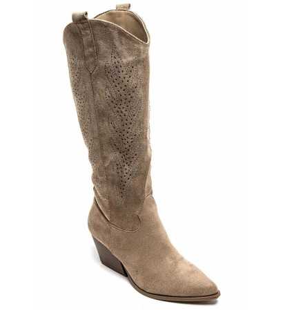 CHAUSSURES FEMME BOTTES HAUTES WESTERN TAUPE MISS KCY KIM KARDASHIAN SHOES