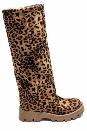 CHAUSSURES FEMME BOTTES HAUTES RECOUVERT LEOPARD MISS BILLIE