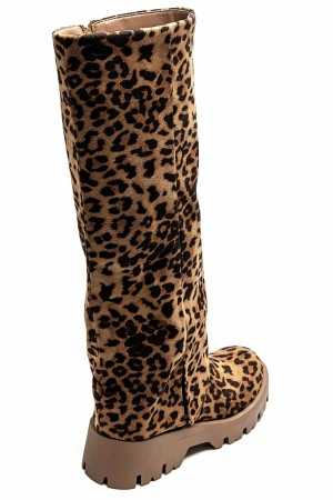 CHAUSSURES FEMME BOTTES HAUTES RECOUVERT LEOPARD MISS BILLIE