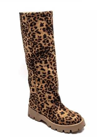 CHAUSSURES FEMME BOTTES HAUTES RECOUVERT LEOPARD MISS BILLIE