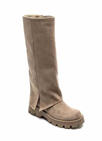 CHAUSSURES FEMME BOTTES HAUTES RECOUVERT TAUPE MISS BILLIE