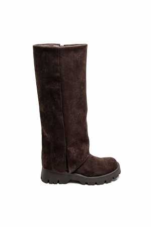 CHAUSSURES FEMME BOTTES HAUTES RECOUVERT MARRON CHOCO MISS BILLIE