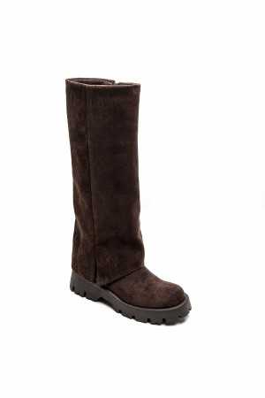 CHAUSSURES FEMME BOTTES HAUTES RECOUVERT MARRON CHOCO MISS BILLIE