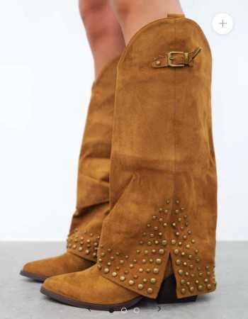 BOTTES HAUTES WESTERN CLOUTEE MISS KASSY CAMEL