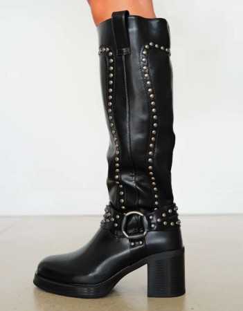 BOTTES HAUTES CLOUTEES MISS WADE NOIR PROMO