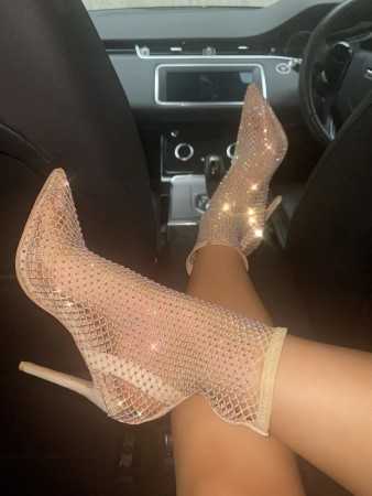 CHAUSSURES ESCARPINS BEIGE STRASS SCINTILLANT PROMO