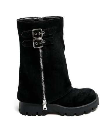 CHAUSSURES FEMME BOTTES BOTTINES BICKER ZIP BOUCLE MISS ANAE NOIR