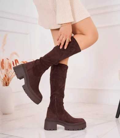 CHAUSSURES FEMME BOTTES HAUTES SUEDETTE MISS ANDREA NOIR