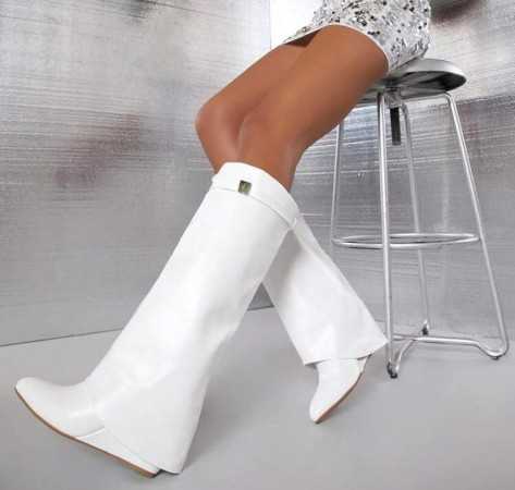 CHAUSSURES FEMME BOTTES HAUTES MISS CLAUDIA SIMILI CUIR BLANC