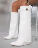 CHAUSSURES FEMME BOTTES HAUTES MISS CLAUDIA SIMILI CUIR BLANC