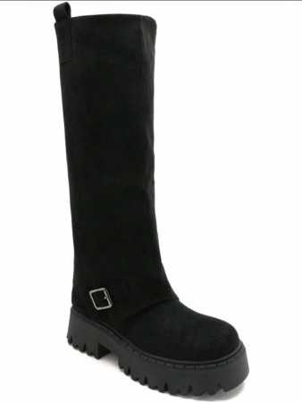 CHAUSSURES FEMME BOTTES HAUTES BICKER SIMILI DAIM MISS MARJO NOIR