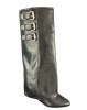 bottes noires élégantes, bottes avec boucles, bottes minimalistes, bottes femme modernes, bottes intemporelles.