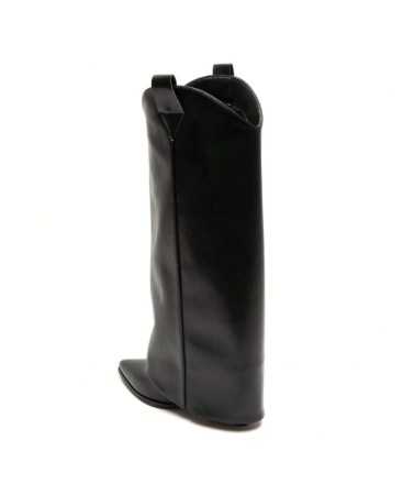 Chaussures femme bottes western talon simili cuir 2025