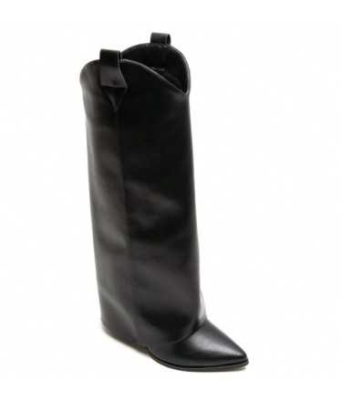 Chaussures femme bottes western talon simili cuir 2025