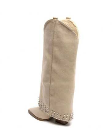 BOTTES HAUTES WESTERN CLOUTEE MISS KASSY BEIGE