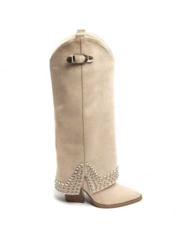 BOTTES HAUTES WESTERN CLOUTEE MISS KASSY BEIGE