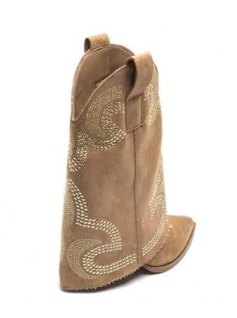 CHAUSSURES FEMME BOTTES BOTTINES WESTERN CLOUTEE MISS ADRI CAMEL OR