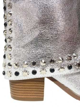 CHAUSSURES FEMME BOTTINES COMPENSSEES BOUCLE MISS LALY ARGENT