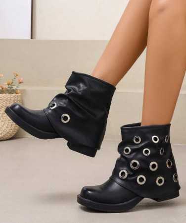 CHAUSSURES FEMME BOTTES BOTTINES RIVETS MISS ROXY NOIR