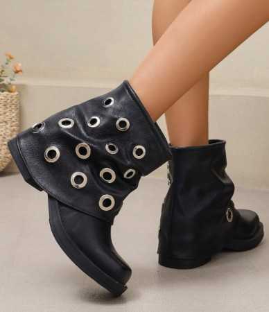 CHAUSSURES FEMME BOTTES BOTTINES RIVETS MISS ROXY NOIR