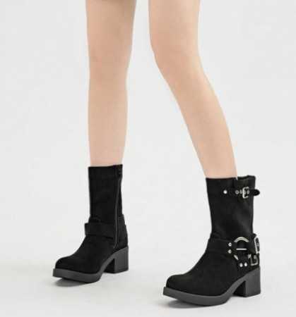 Bottes mode pour femmes avec design de boucle talons hauts